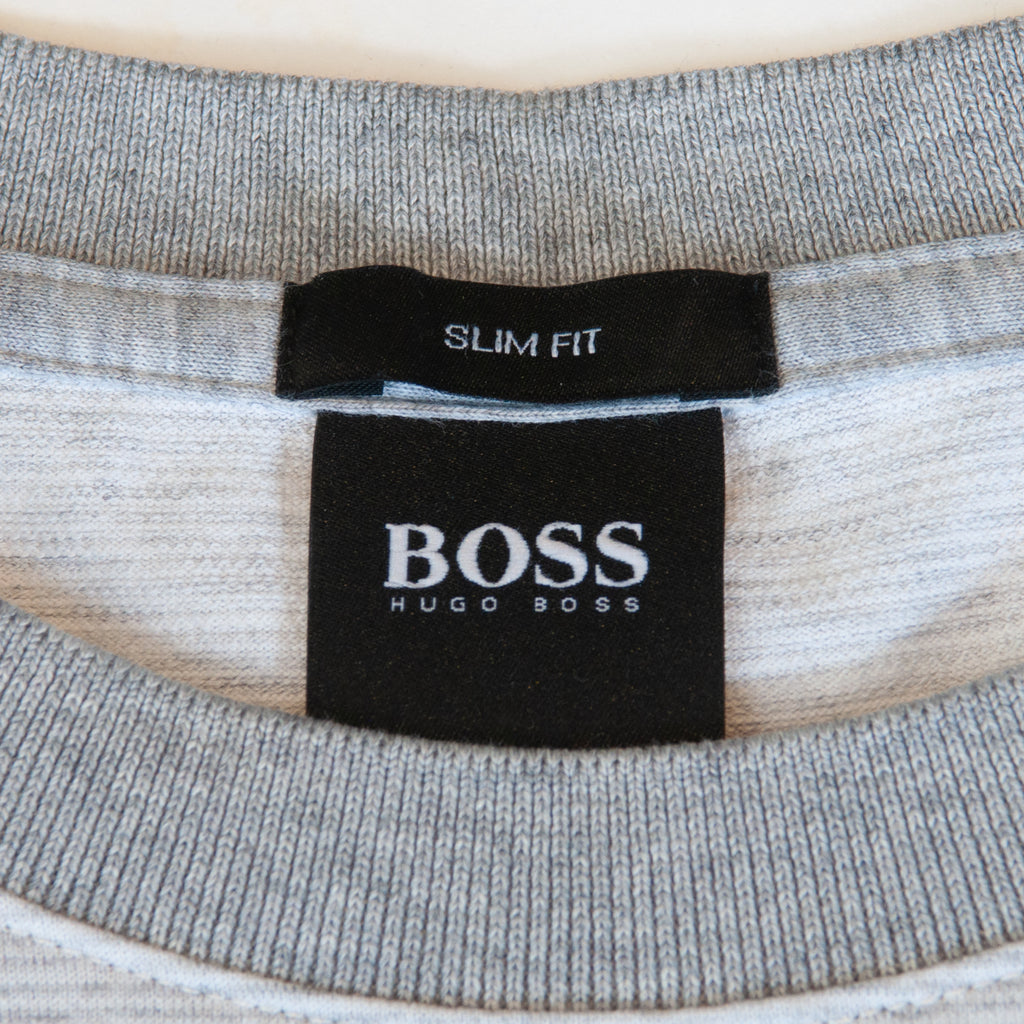 Hugo Boss Cloud Grey Stripe Slim Fit T-Shirt