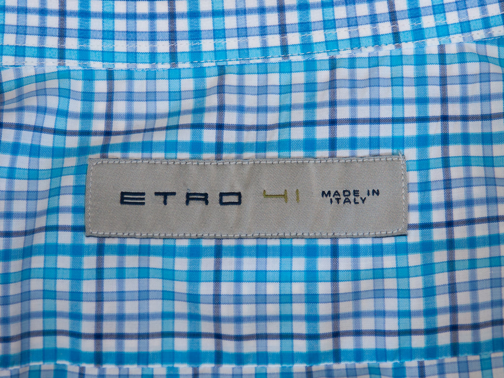 Etro Blue Check Dress Shirt