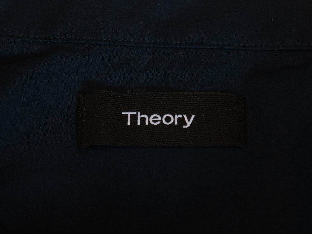 Theory Navy Blue Murrary Mercerized Cotton Linen Shirt