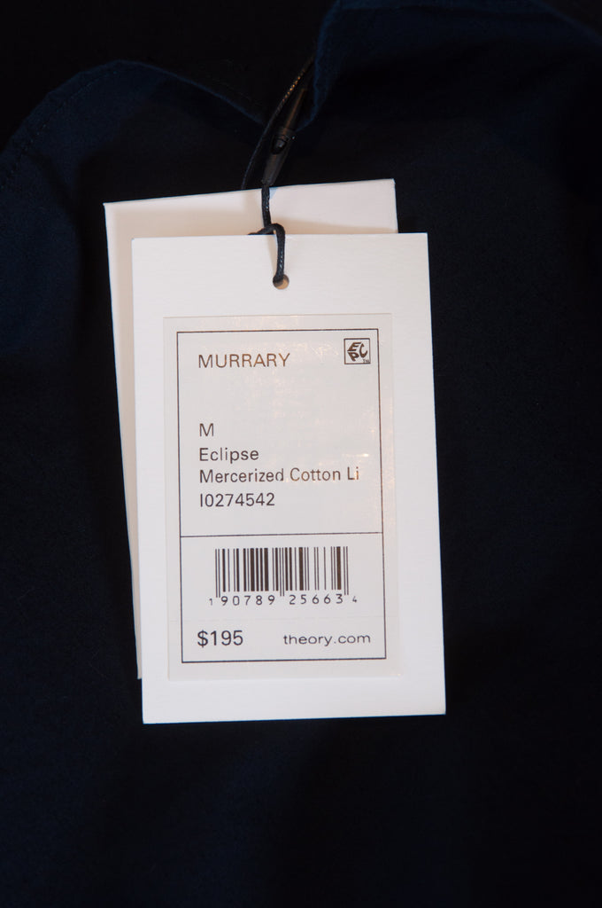 Theory Navy Blue Murrary Mercerized Cotton Linen Shirt