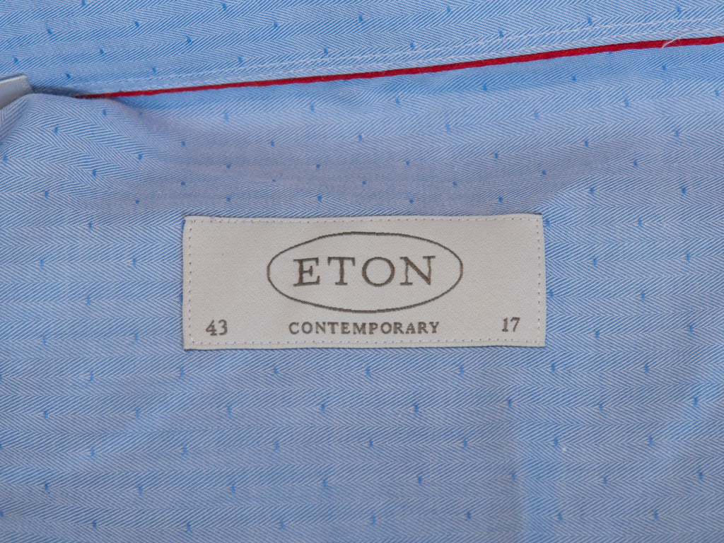 Eton Blue Dotted Contemporary Fit Shirt
