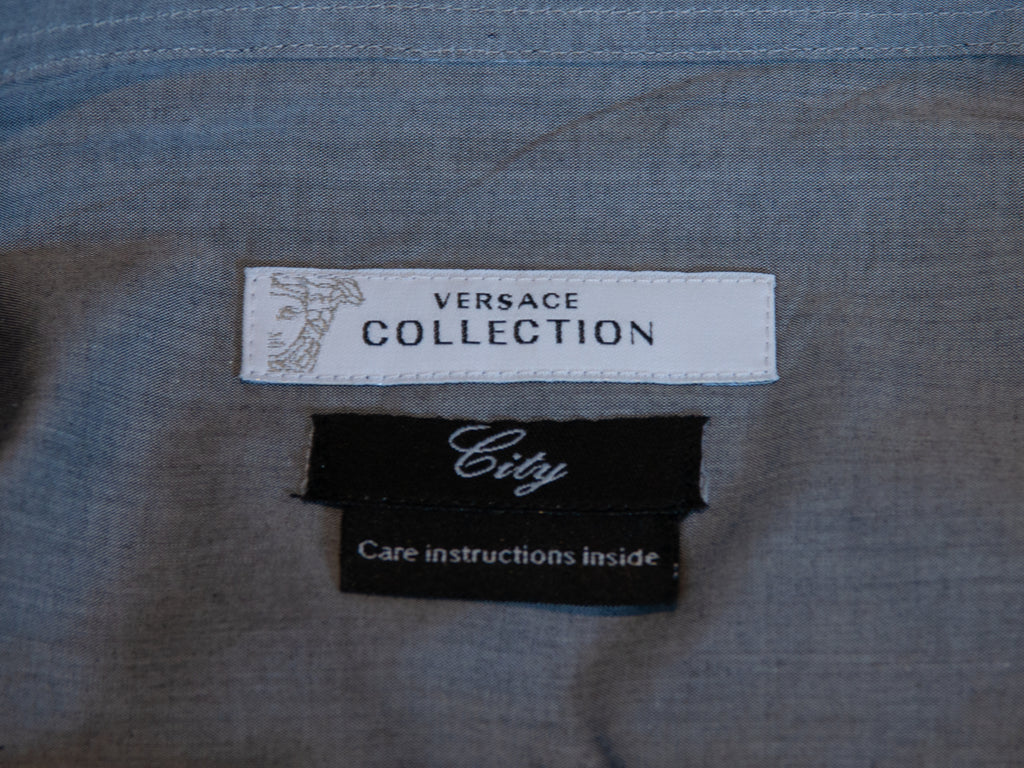 Versace Collection Grey Striped City Fit Dress Shirt