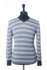 Armani Collezioni Lilac Striped V-Neck Sweater