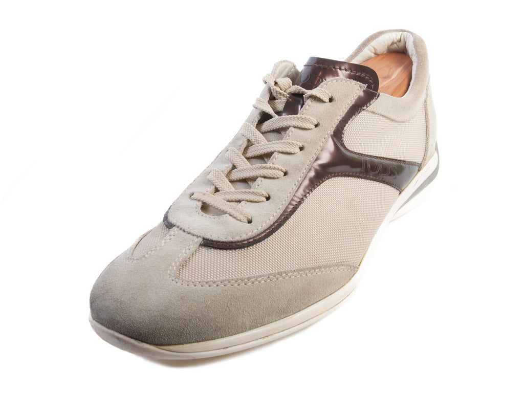 Tod's Beige Canvas and Suede Sneakers