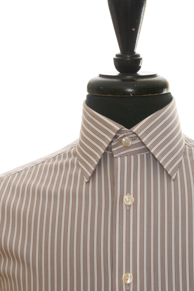 Eton Brown Stripe Cotton Shirt 15.75