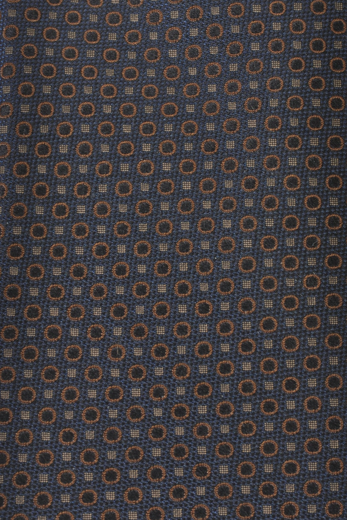 Canali 1934 Brown on Deep Slate Blue Geometric Print Tie
