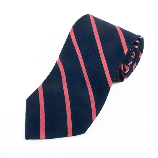 Brooks Brothers Makers Pink on Navy Blue Striped Silk Tie