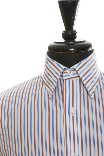 Robert Talbott Estate Brown Stripe French Cuff Shirt 15