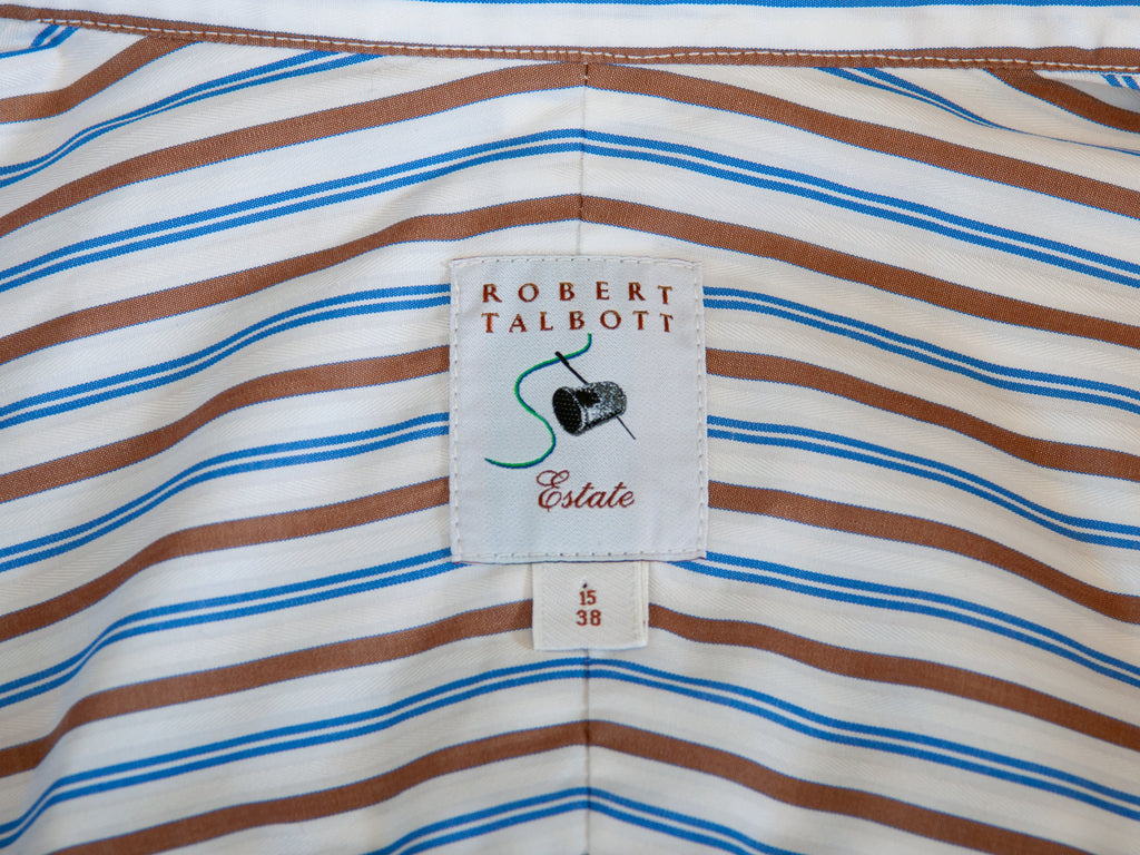 Robert Talbott Estate Brown Stripe French Cuff Shirt 15