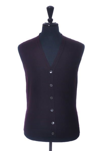 John Smedley Merlot Merino Wool Cardigan Vest