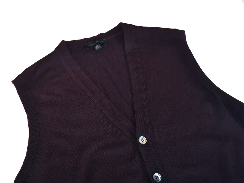 John Smedley Merlot Merino Wool Cardigan Vest