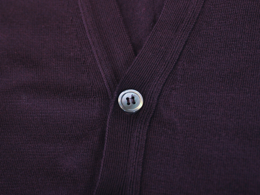 John Smedley Merlot Merino Wool Cardigan Vest