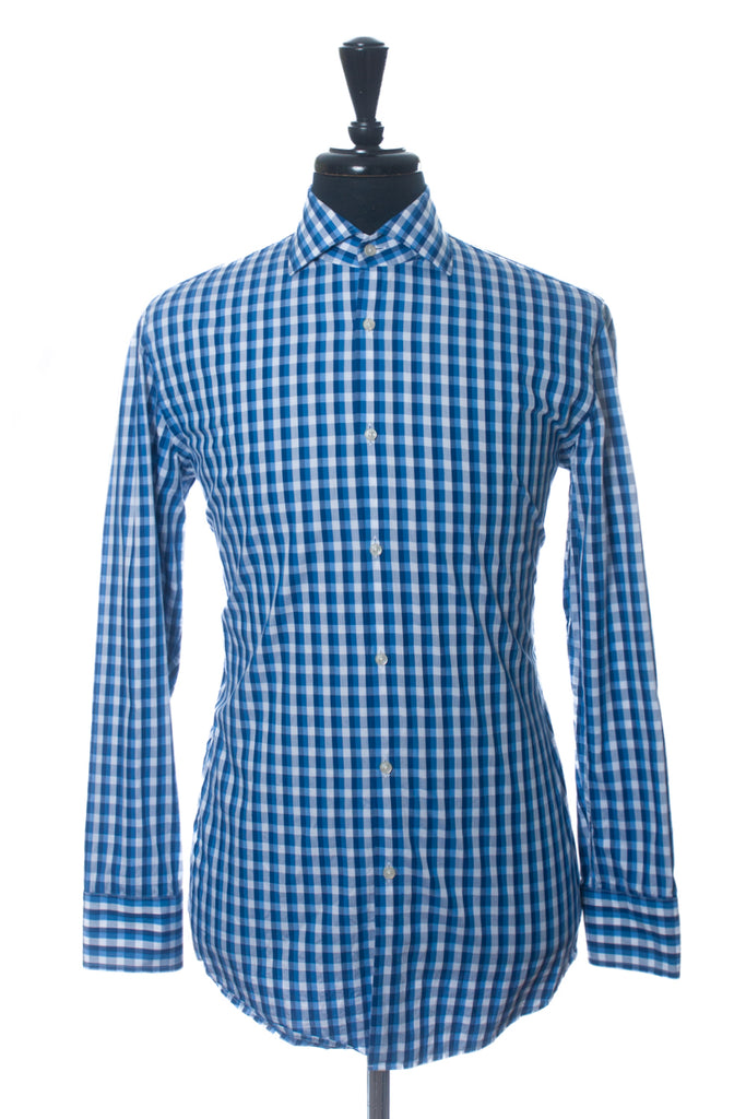 Hugo Boss Blue Check Slim Fit Dress Shirt