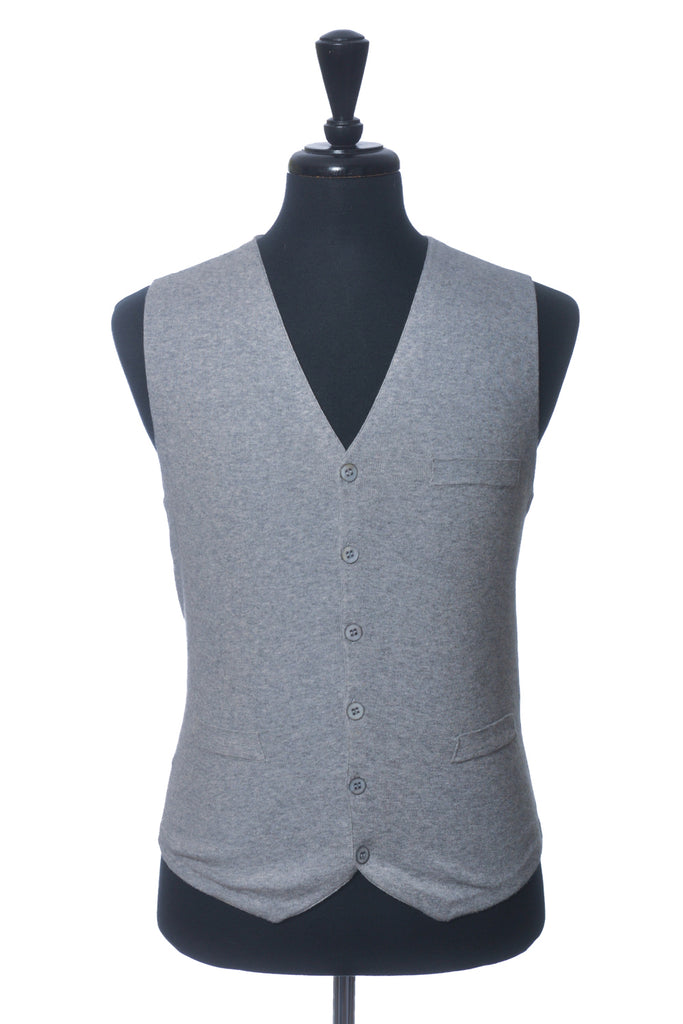 SuitSupply Grey Cotton Cashmere Sweater Vest