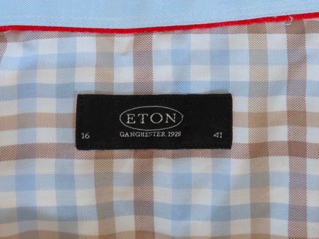 Eton Brown and Blue Check Contemporary Fit Shirt