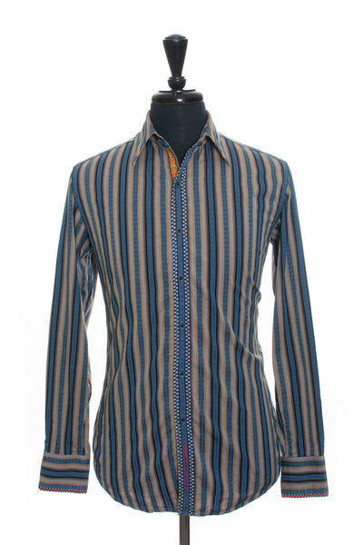 Robert Graham Desert Blue Pattern Stripe Shirt