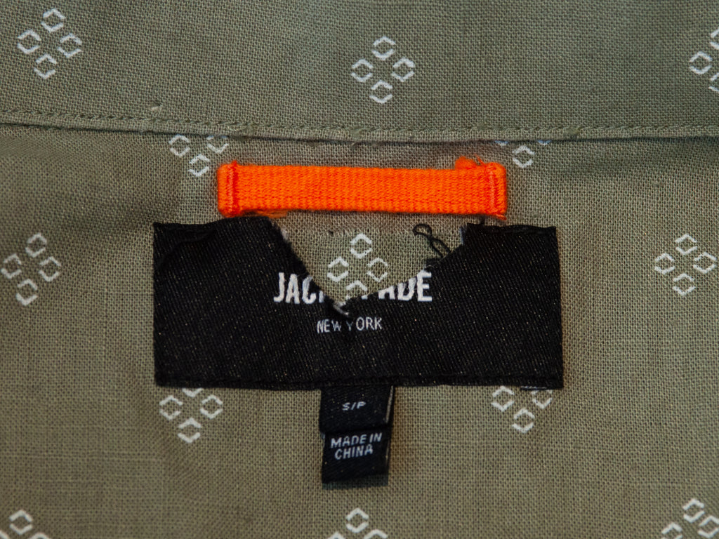 Jack Spade Green Print Linen Blend Short Sleeve Shirt
