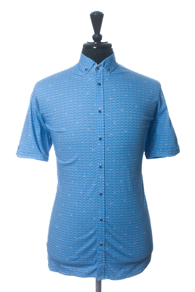 Desoto Blue Surf Print Short Sleeve Shirt
