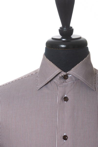 Eton Brown York Stripe Contemporary Fit Shirt