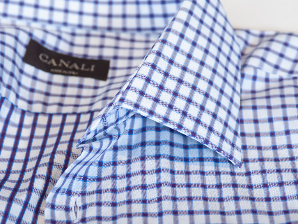 Canali Purple Graph Check Dress Shirt