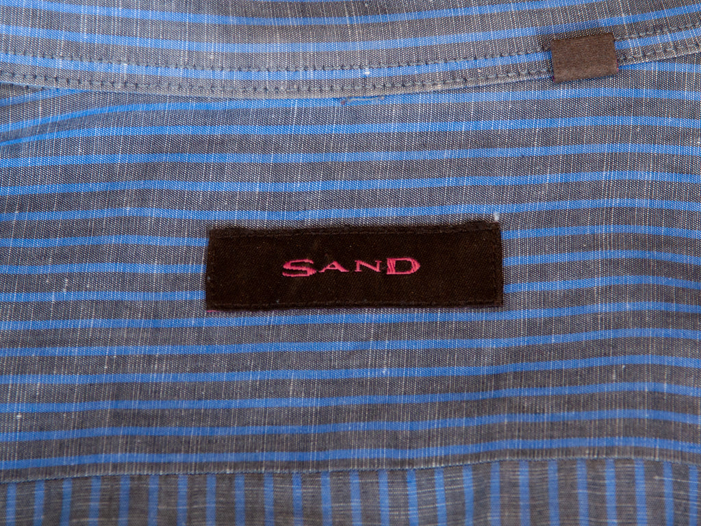 Sand Copenhagen Blue Striped Linen Blend Shirt