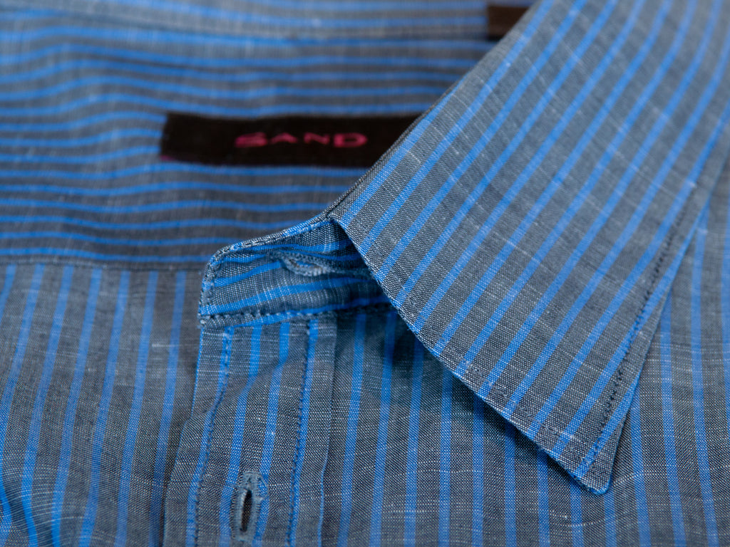 Sand Copenhagen Blue Striped Linen Blend Shirt