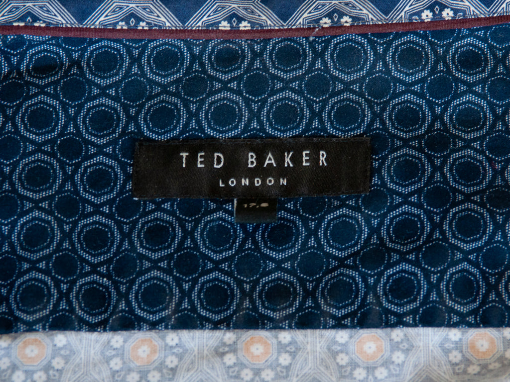 Ted Baker Navy Blue Medallion Print Shirt 17.5