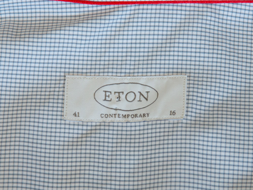 Eton Grey Micro Graph Check Contemporary Fit Shirt