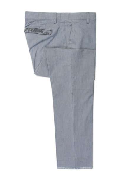 Etro Gray Microcheck Stretch Cotton Pants