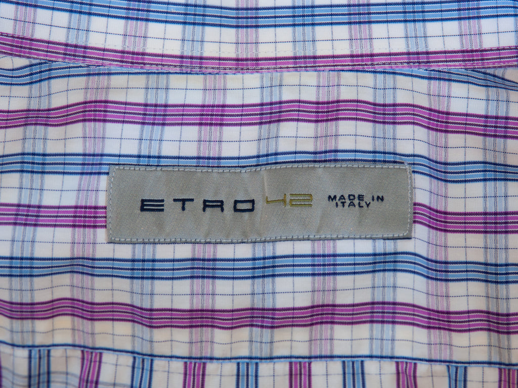 Etro Purple and Blue Check Shirt