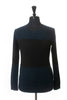 Filippa K Navy and Black Color Block Crew Neck Sweater