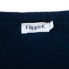 Filippa K Navy and Black Color Block Crew Neck Sweater