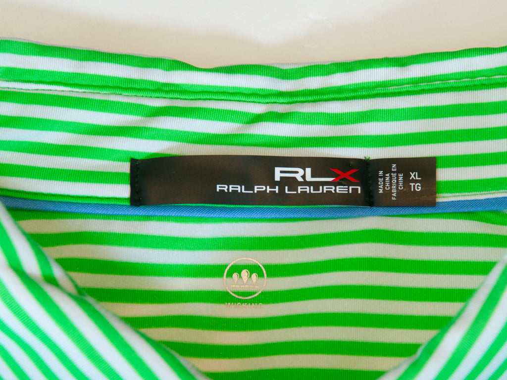 RLX Green Striped Golf Polo Shirt