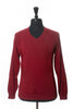 St Croix Deep Red Argyle Knit V-Neck Sweater