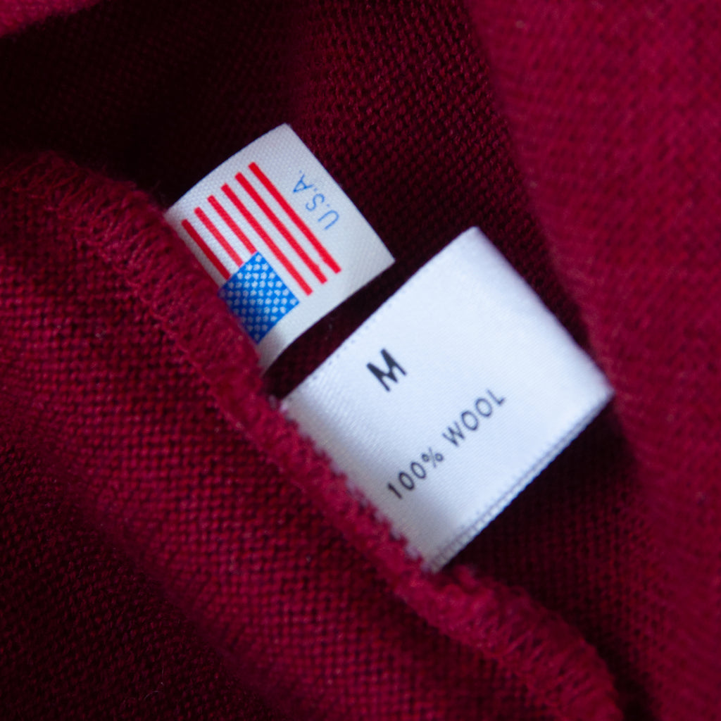 St Croix Deep Red Argyle Knit V-Neck Sweater