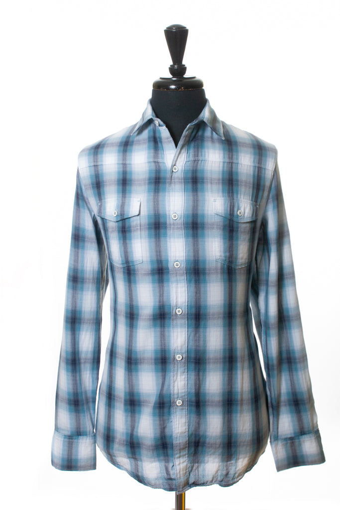 Paige Anniv Blue Plaid Shirt XL