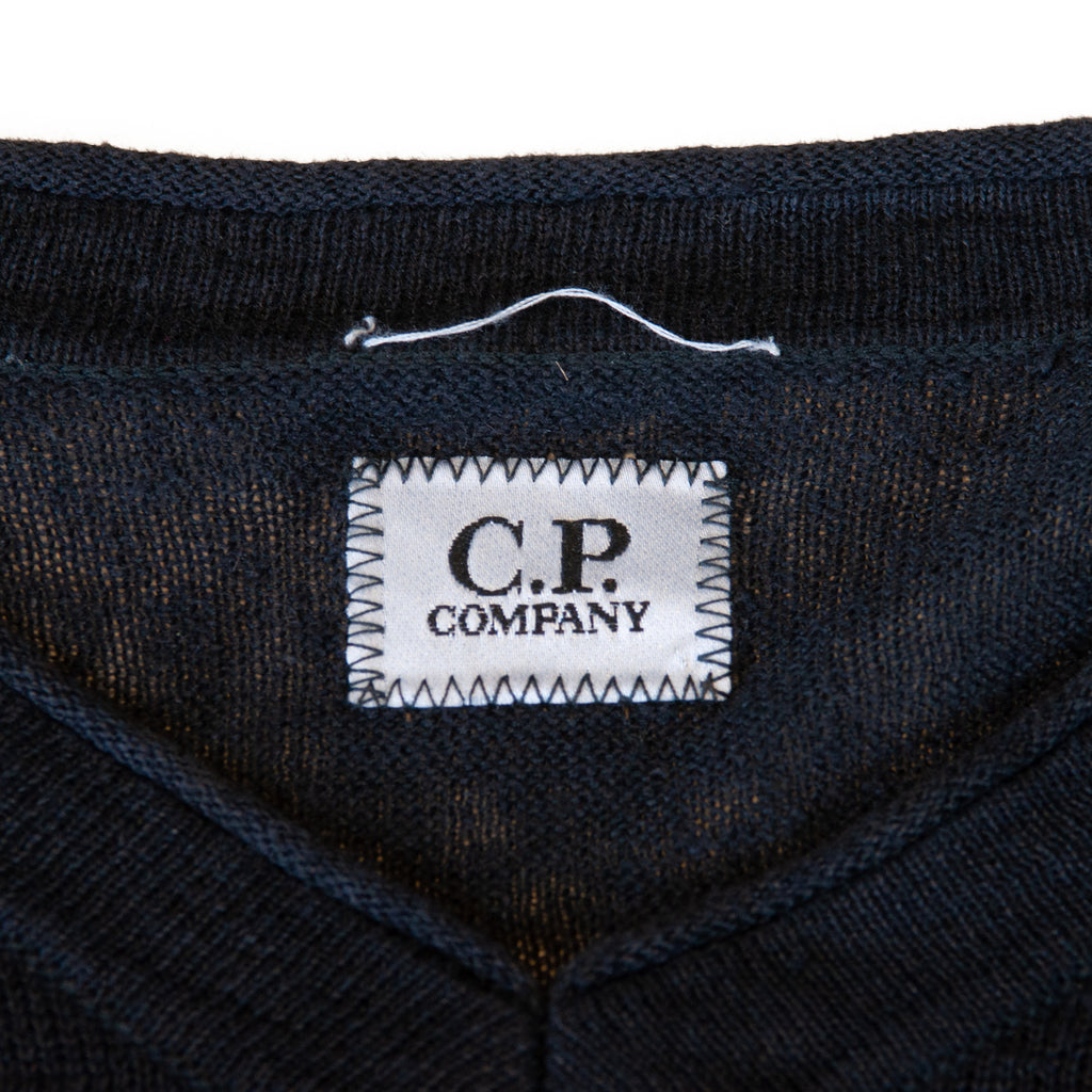 C.P. Company Gray Linen V-Neck Sweater