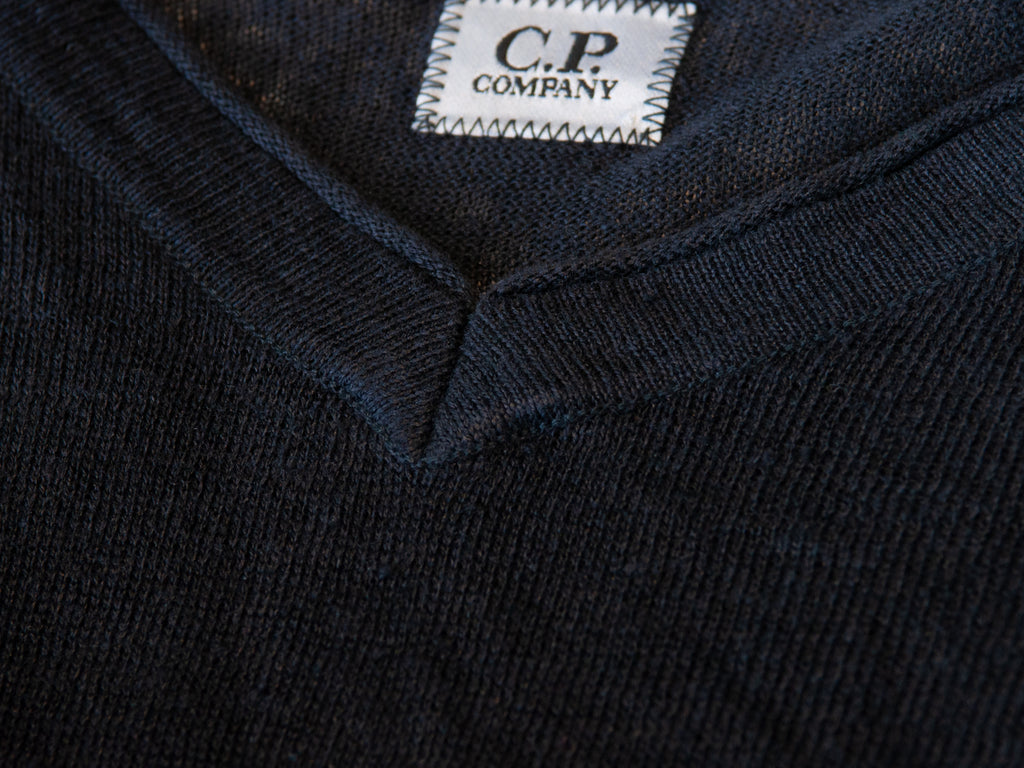 C.P. Company Gray Linen V-Neck Sweater