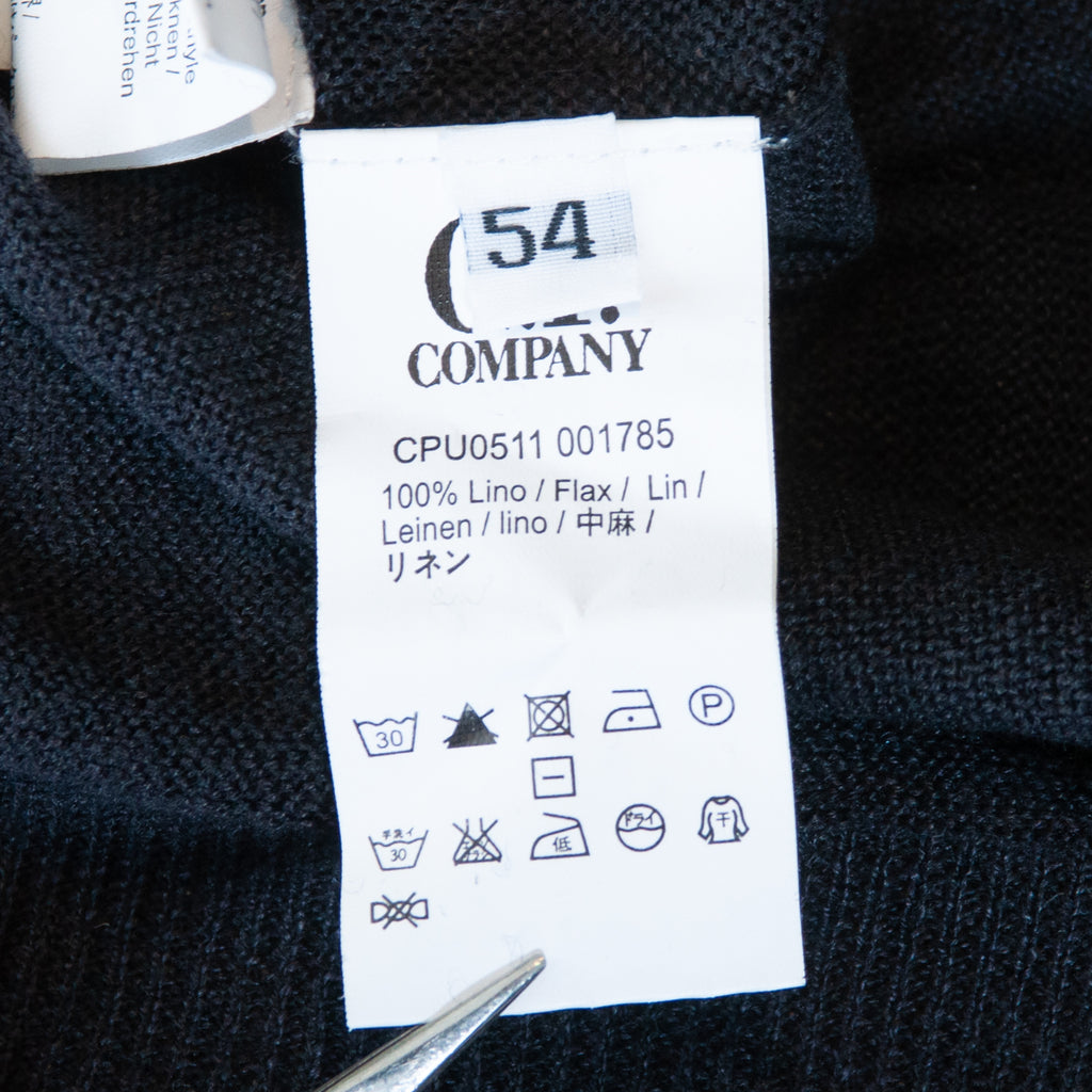 C.P. Company Gray Linen V-Neck Sweater