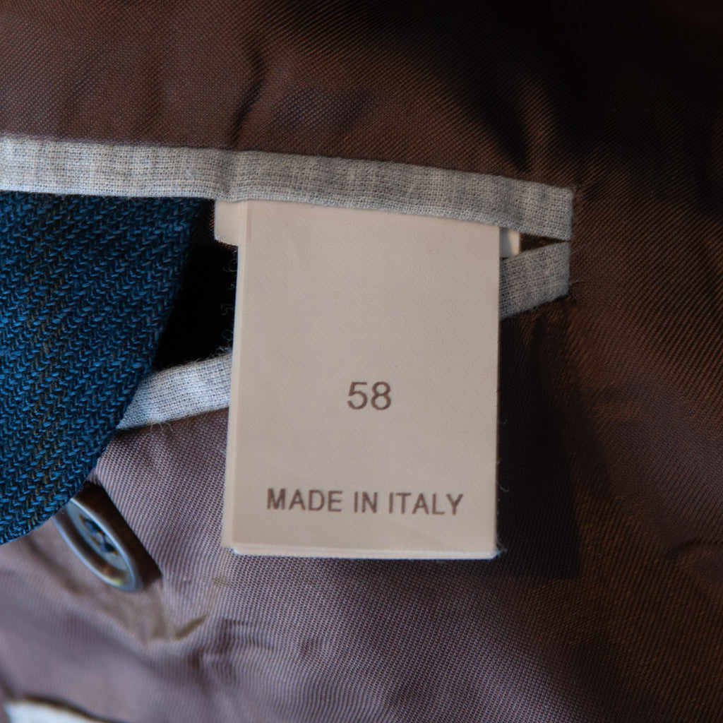 Brunello Cucinelli Navy Check Silk Linen Blazer Blazer