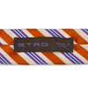 Etro Orange and Purple on White Striped Tie