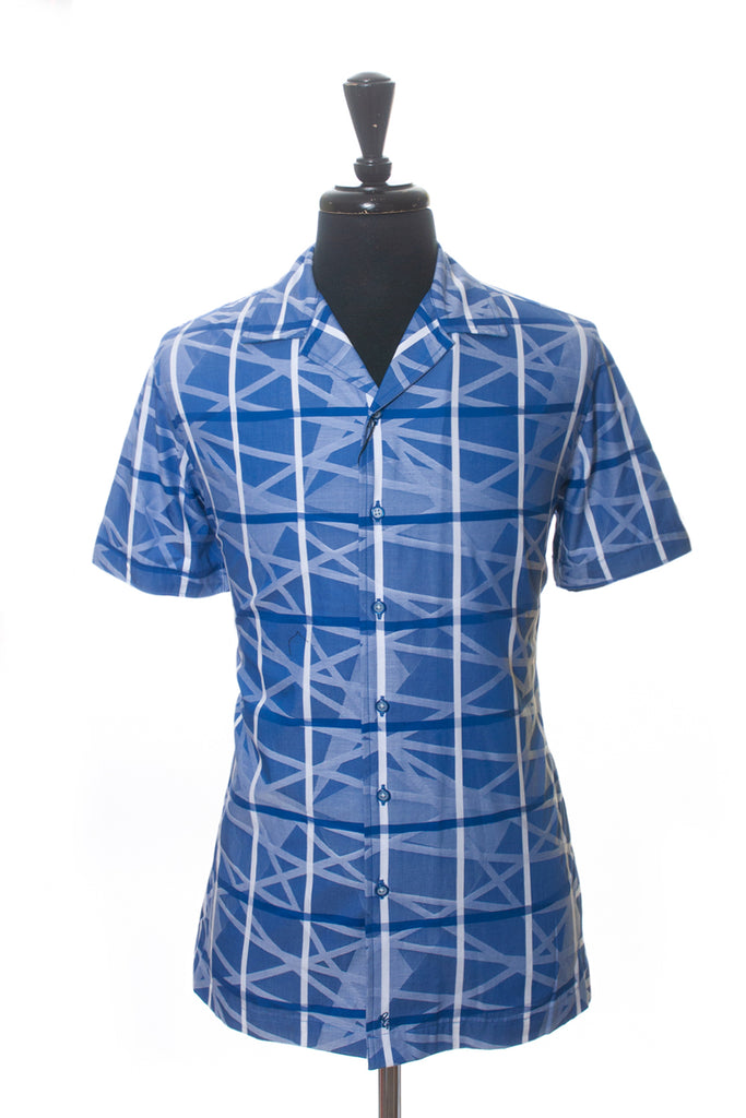 Robert Graham NWT Blue Classic Fit Short Sleeve Camp Shirt