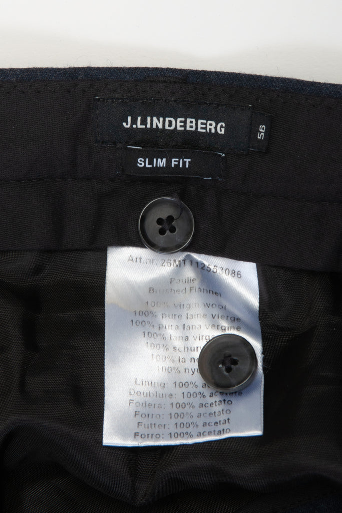 J.Lindeberg Navy Blue Brushed Flannel Slim Fit Paulie Pants