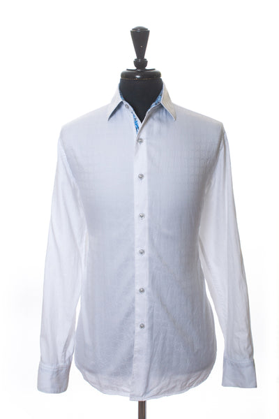 Robert Graham White Geometric Weave Shirt