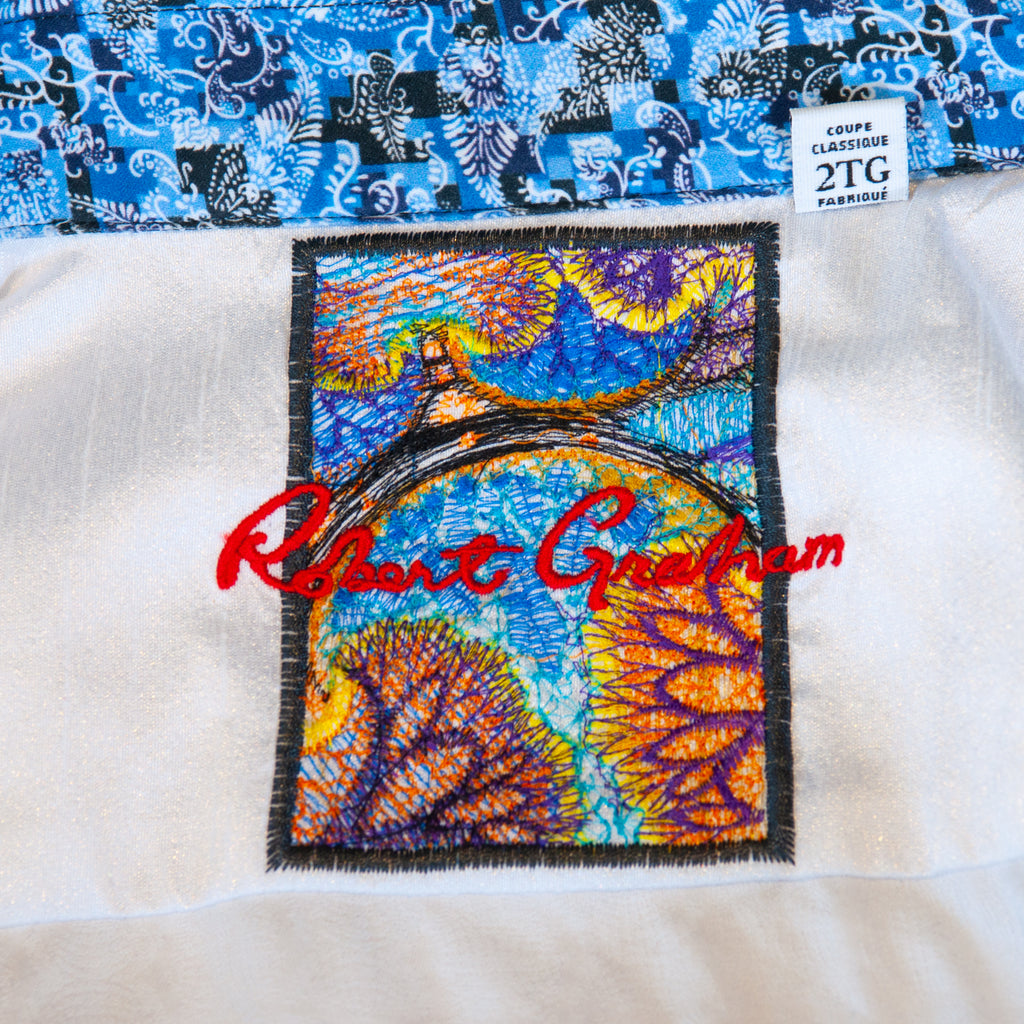 Robert Graham White Geometric Weave Shirt