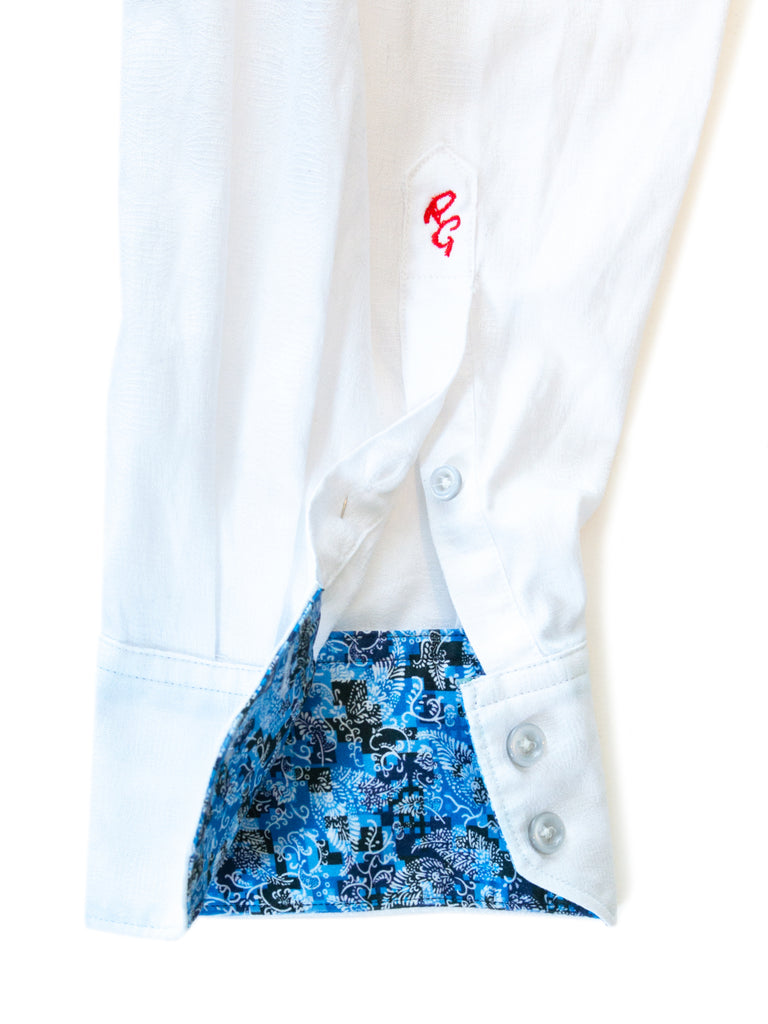 Robert Graham White Geometric Weave Shirt