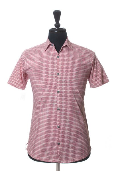 Tori Richard Red Flower Print Short Sleeve Shirt