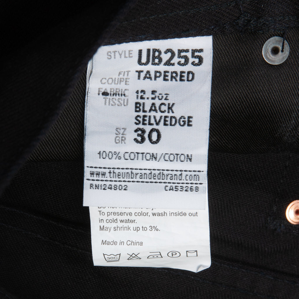 Unbranded Black UB255 Tapered 12.5oz Selvedge Jeans
