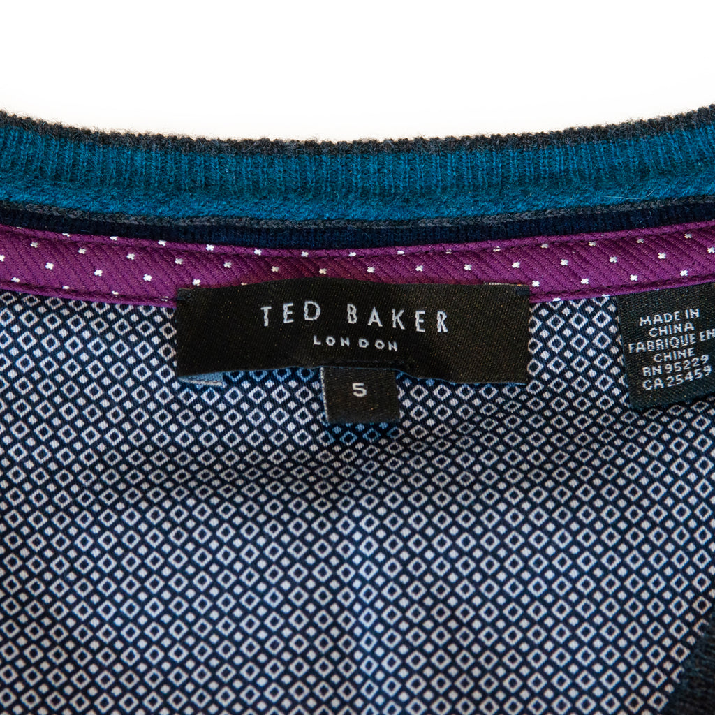Ted Baker Dark Grey Silk Cashmere V-Neck Sweater