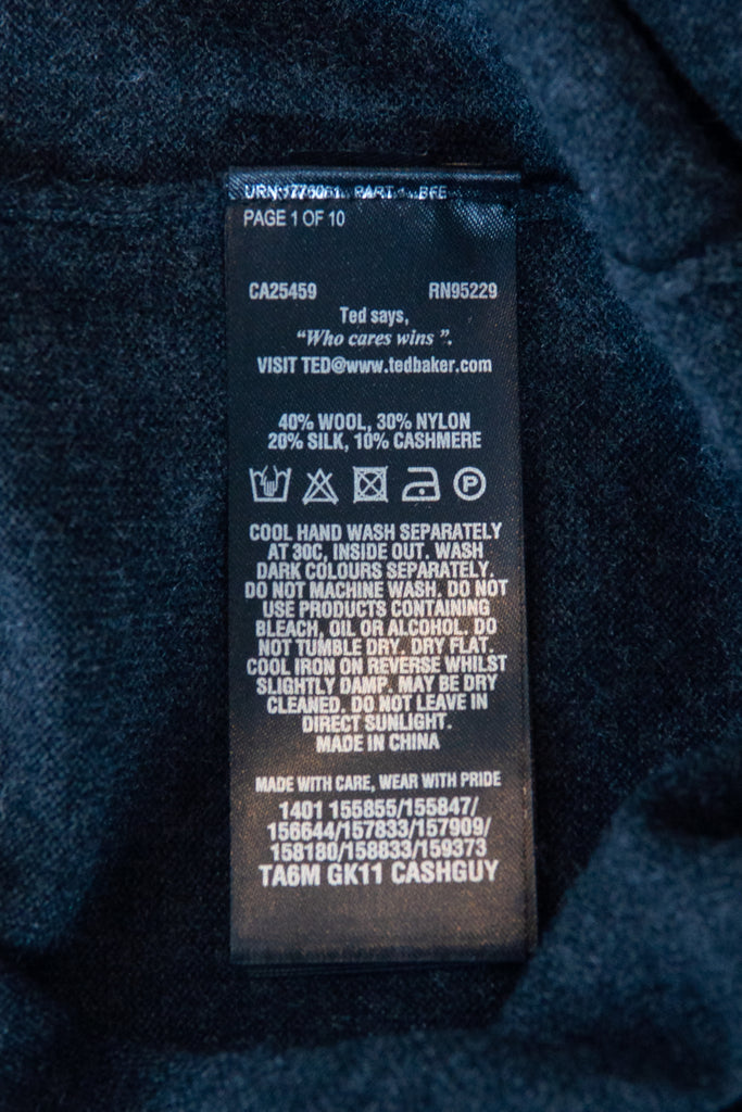 Ted Baker Dark Grey Silk Cashmere V-Neck Sweater